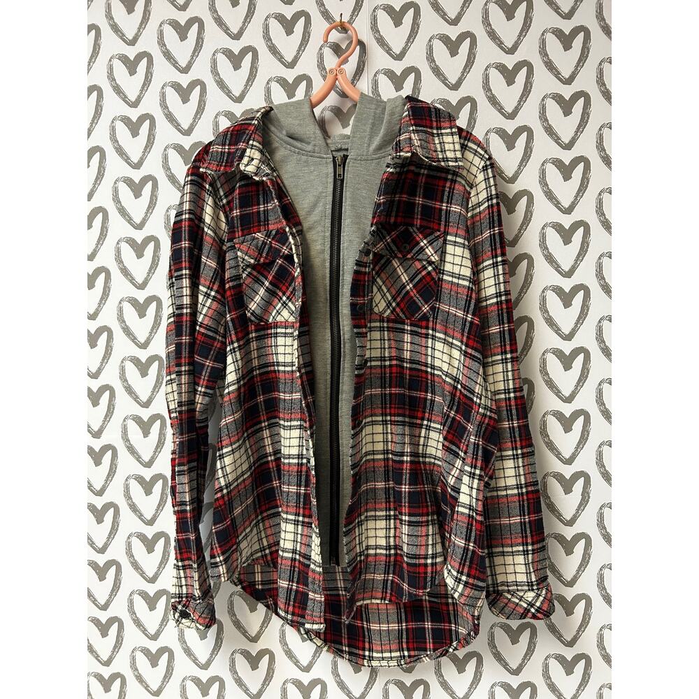 Plaid Hooded Long Sleeve Shirt